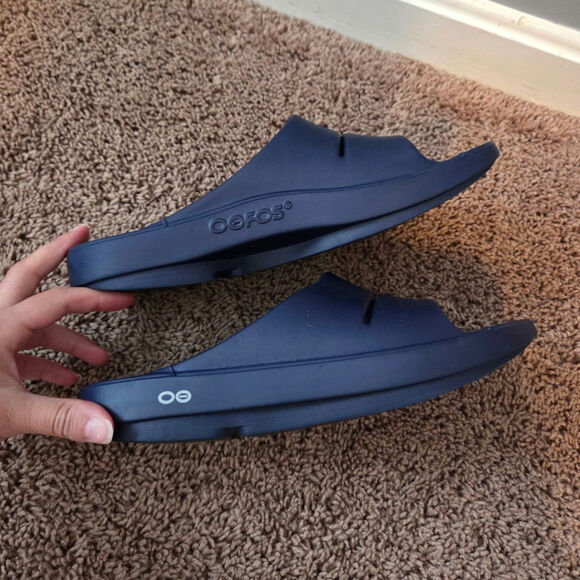 Oofos ooahh sport flex slides blue navy sandals comfort recovery unisex 10 main image 8